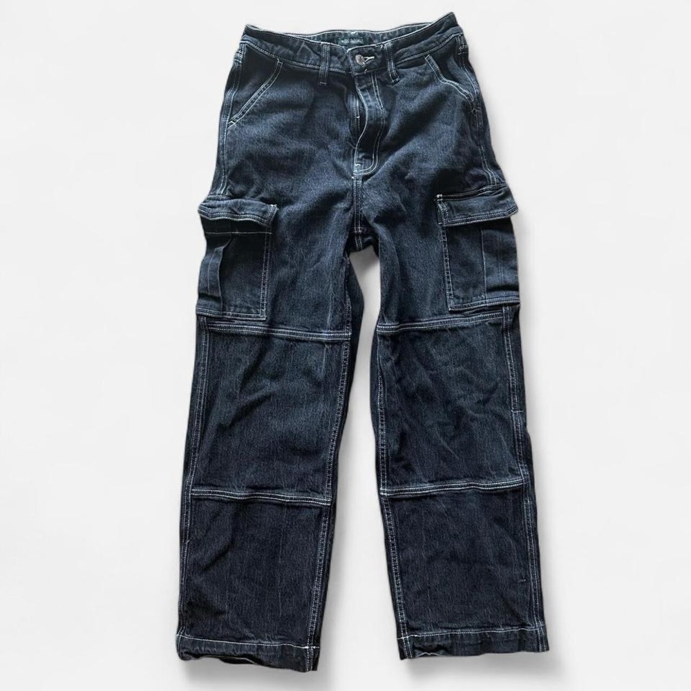 Wild Fable Dark Wash Super High-Rise Baggy Jean Wide Leg Cargo Pants Size 2/26R